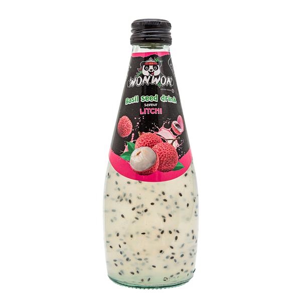Won Won Basil Seed Drink Lychee 290 ml x 12 pc