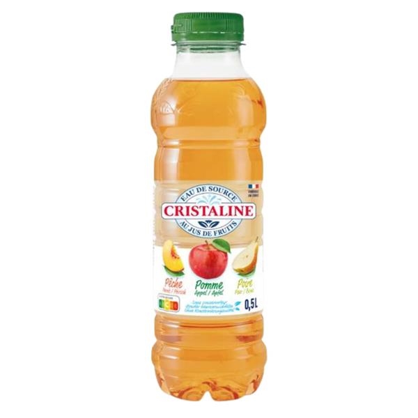 Eau Cristaline pomme/pèche/poire 500 ml x 24 pc